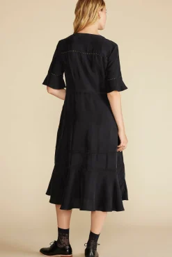 Adaline Embroidered Cupro Dress