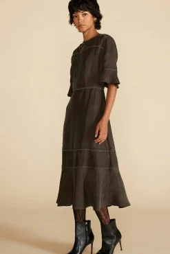 Adaline Embroidered Cupro Dress