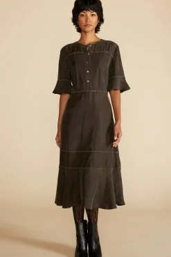 Adaline Embroidered Cupro Dress