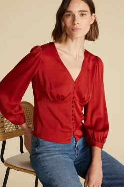 Aurelie Stretch Silk Bustier Blouse