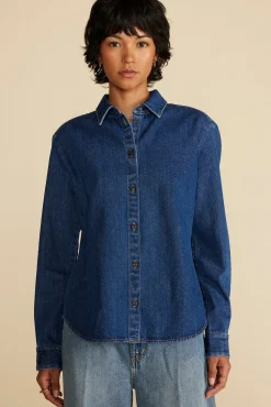 Bixby Denim Collared Long Sleeve Top