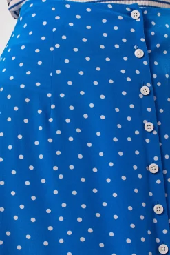 Button Front Washable Silk Skirt