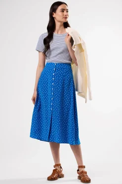 Button Front Washable Silk Skirt