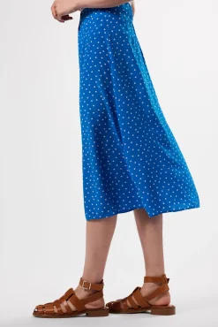 Button Front Washable Silk Skirt