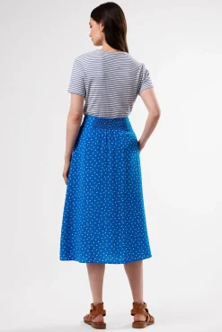 Button Front Washable Silk Skirt