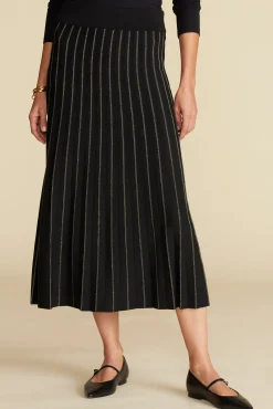 Cerise Metallic Knit Midi Skirt