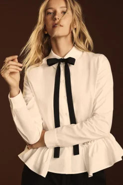 Cottine Cotton Poplin Tie Blouse