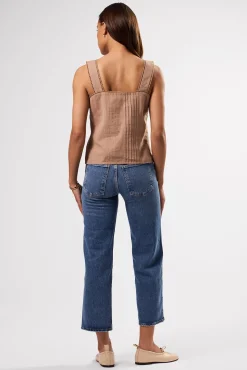 Crochet Trim Cotton Linen Tank