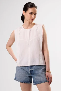 Detailed Cotton Linen Tank Top