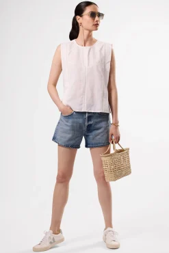 Detailed Cotton Linen Tank Top