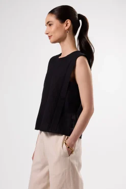Detailed Cotton Linen Tank Top