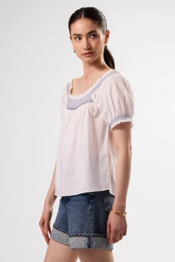 Embroidered Smocked Top
