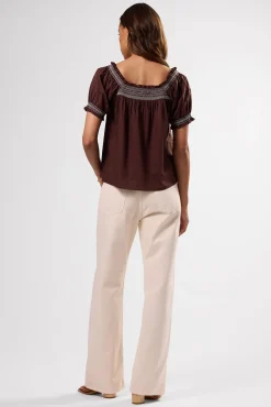 Embroidered Smocked Top