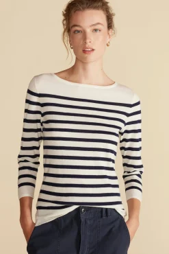 Fran Boatneck Striped Cashmere Sweater
