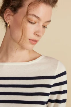 Fran Boatneck Striped Cashmere Sweater