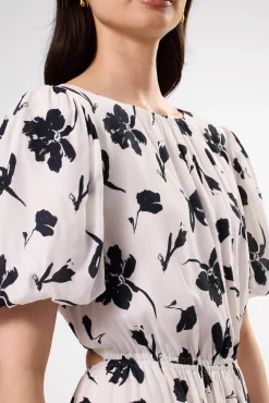 Puff Sleeve Crepe Dress