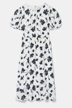Puff Sleeve Crepe Dress
