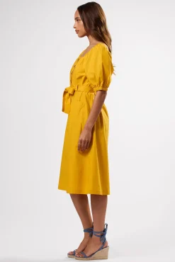 Square Neck Button Front Dress