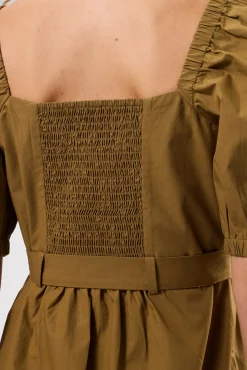 Square Neck Button Front Dress