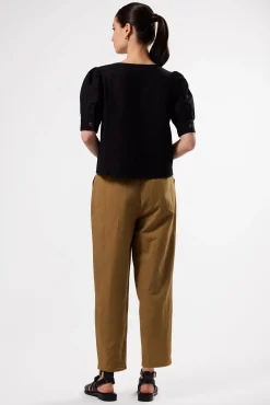 V Neck Cuff Sleeved Blouse