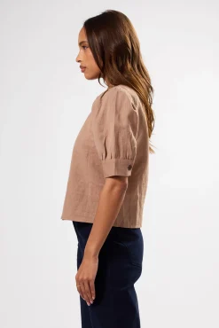 V Neck Cuff Sleeved Blouse