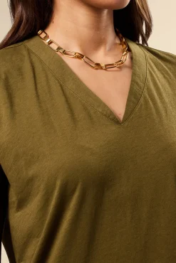 V Neck Solid Tee